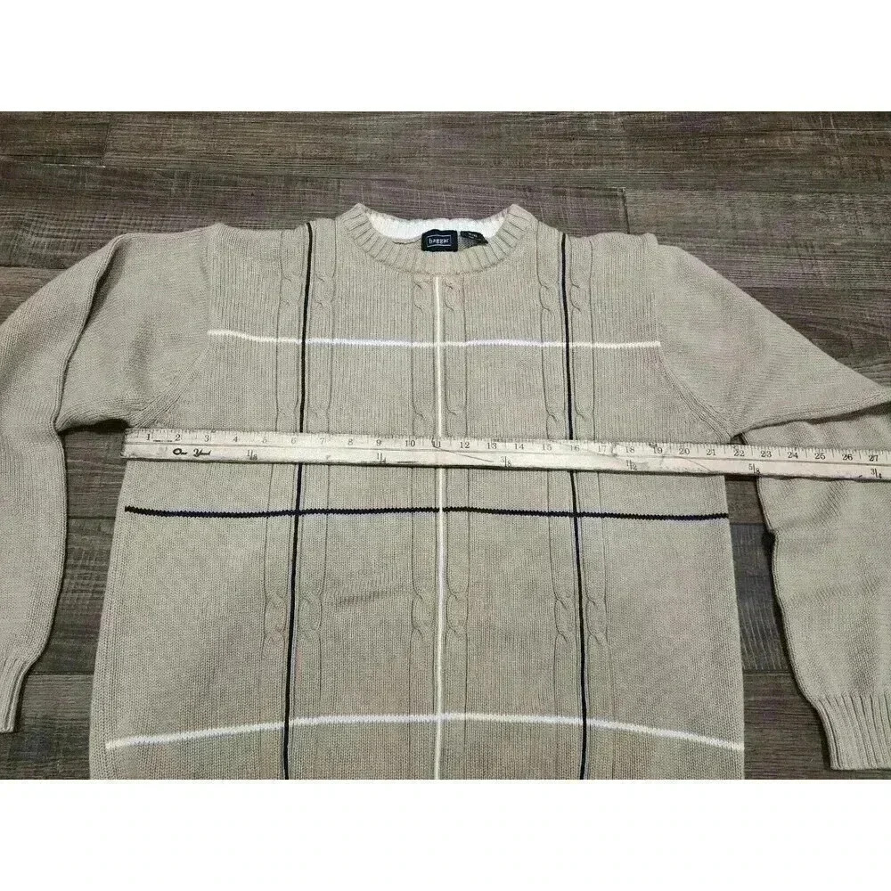 VTG Haggar Cotton Knit Pullover Sweater Mens Size XL Beige Navy Blue White - Picture 6 of 7